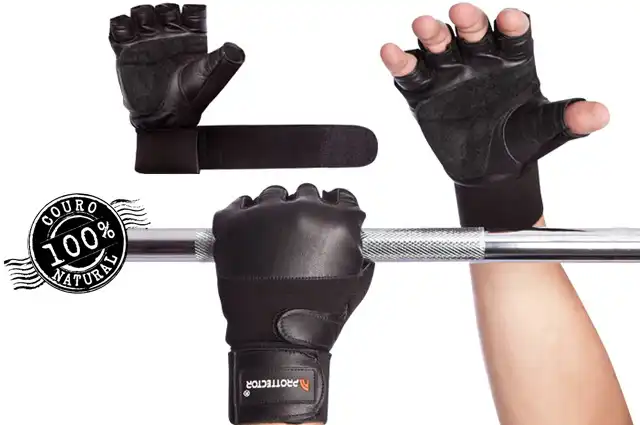 LUVA PROTTECTOR STRONGER COURO COM MUNHEQUEIRA